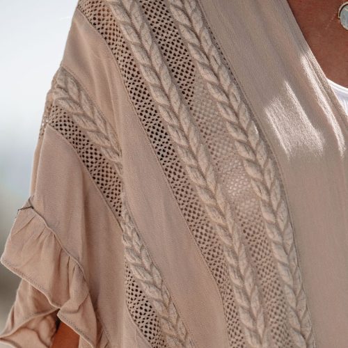 latte open front textured kimono 809380