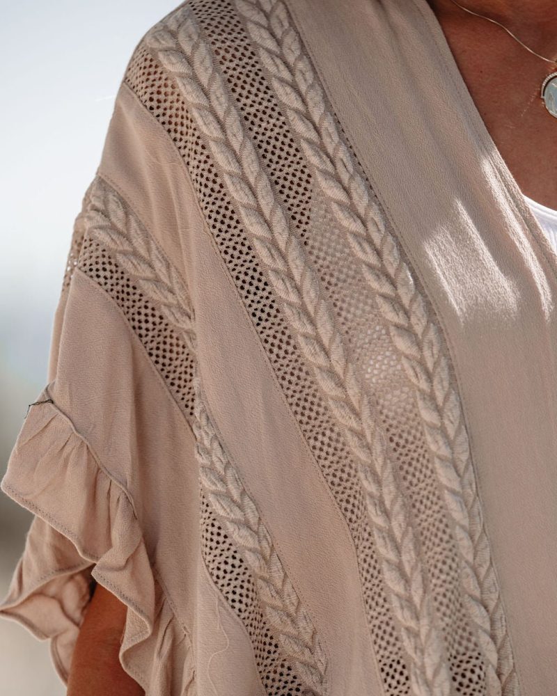 latte open front textured kimono 809380