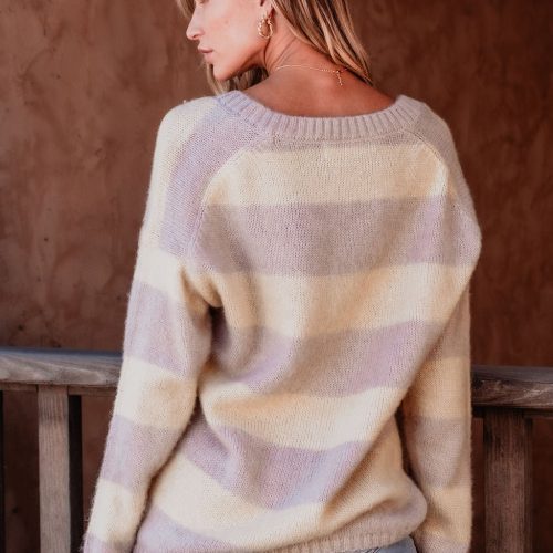 lavender striped v neck sweater 653325