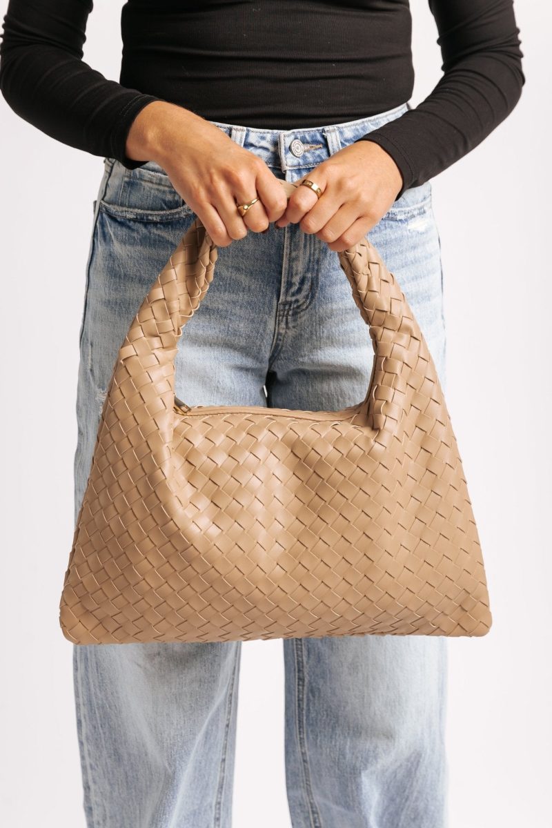 leah natural woven vegan leather shoulder bag 337111