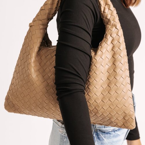 leah natural woven vegan leather shoulder bag 793501