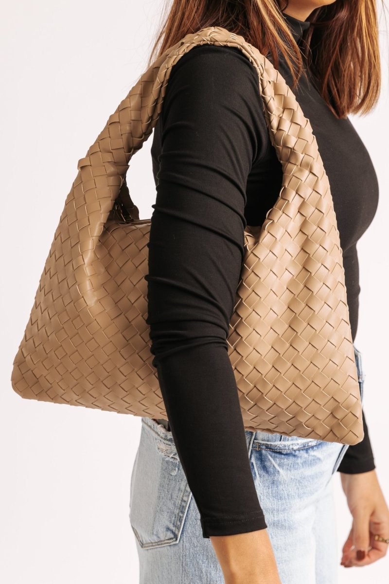 leah natural woven vegan leather shoulder bag 793501