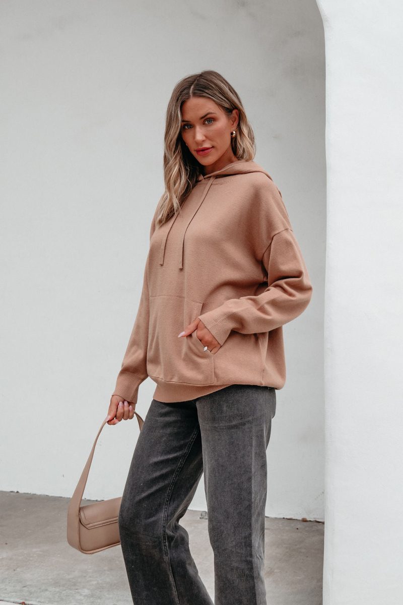 light brown cashmere hooded sweatshirt pre order 489932