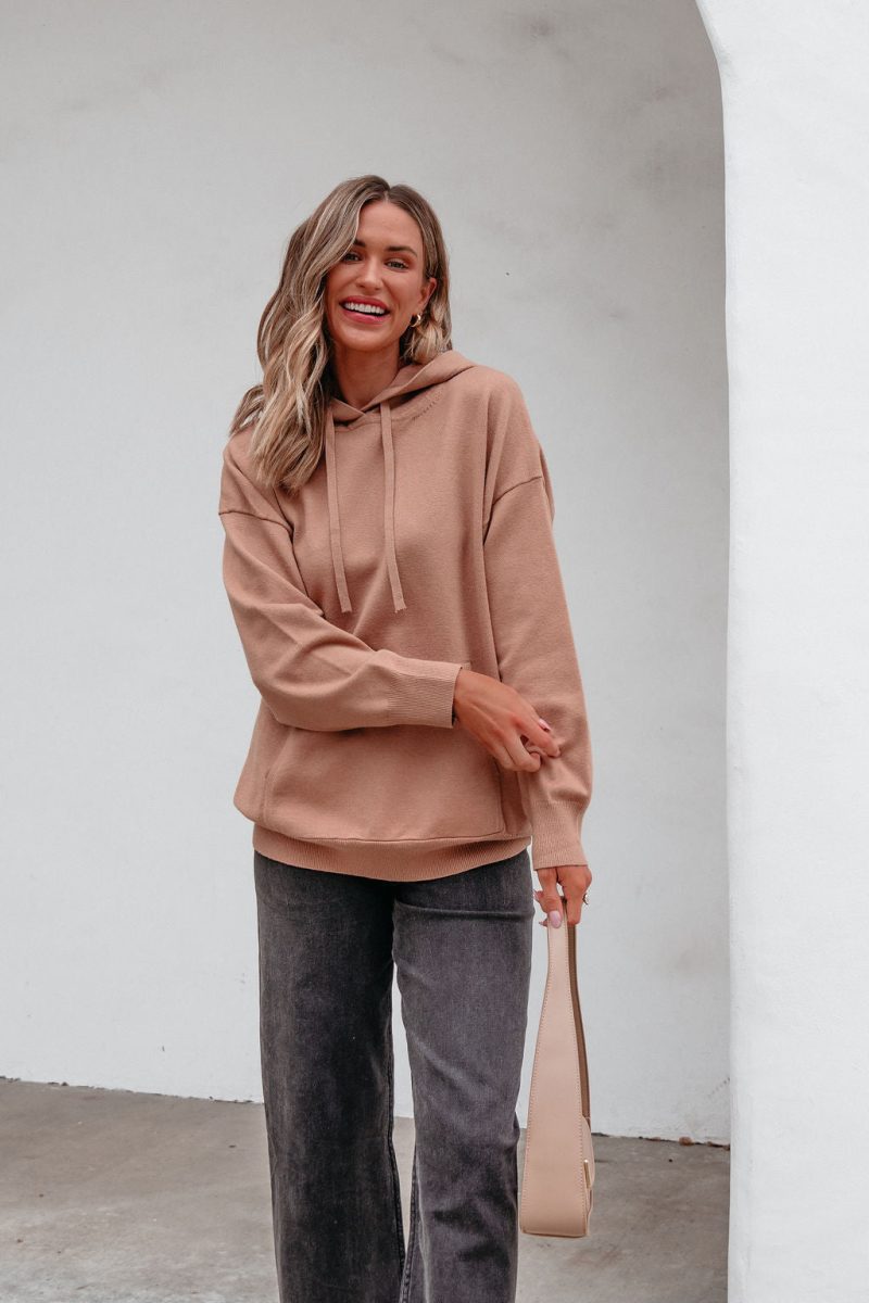 light brown cashmere hooded sweatshirt pre order 983571