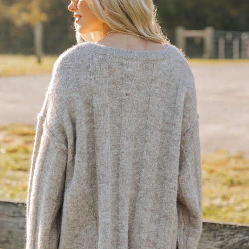 light mocha oversized ribbed sweater 609115