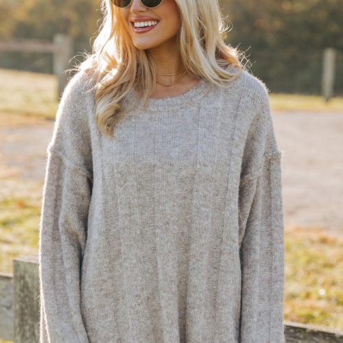 light mocha oversized ribbed sweater 714805