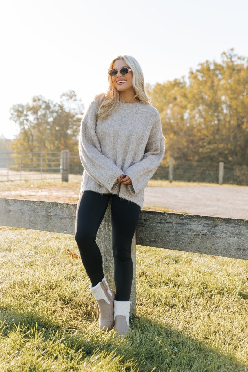 light mocha oversized ribbed sweater 943239