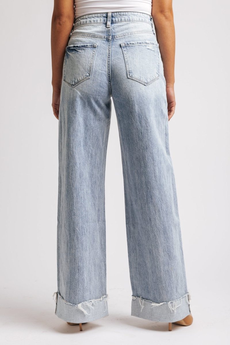 light wash baggy cuffed wide leg jeans 681710