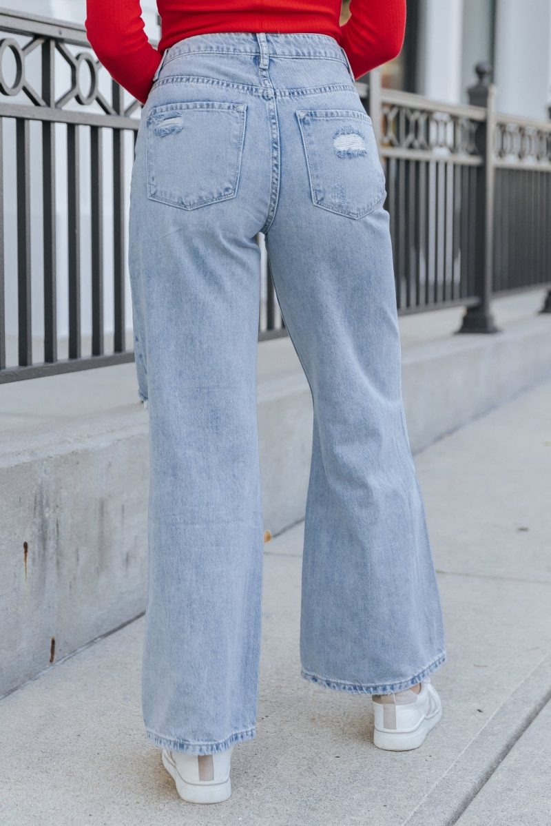 light wash high rise destroyed wide leg jeans 200189