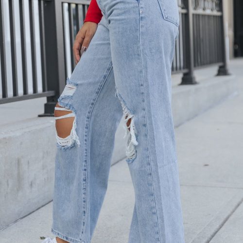 light wash high rise destroyed wide leg jeans 921234