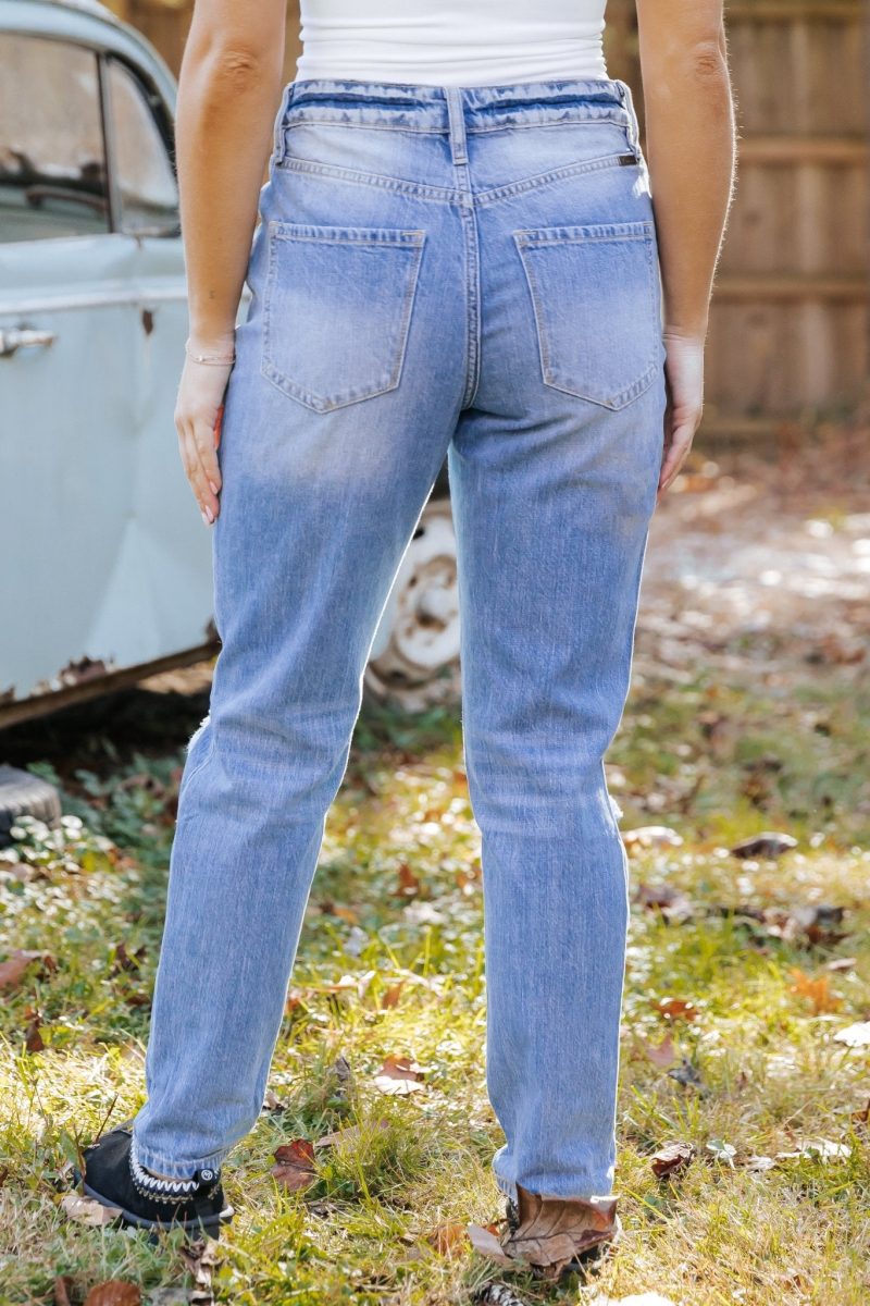 light wash high rise distressed mom jeans 617069