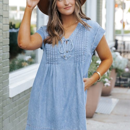 made for you denim pleated mini dress 449712