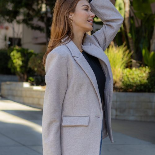 make an impression blazer coat oatmeal 374927