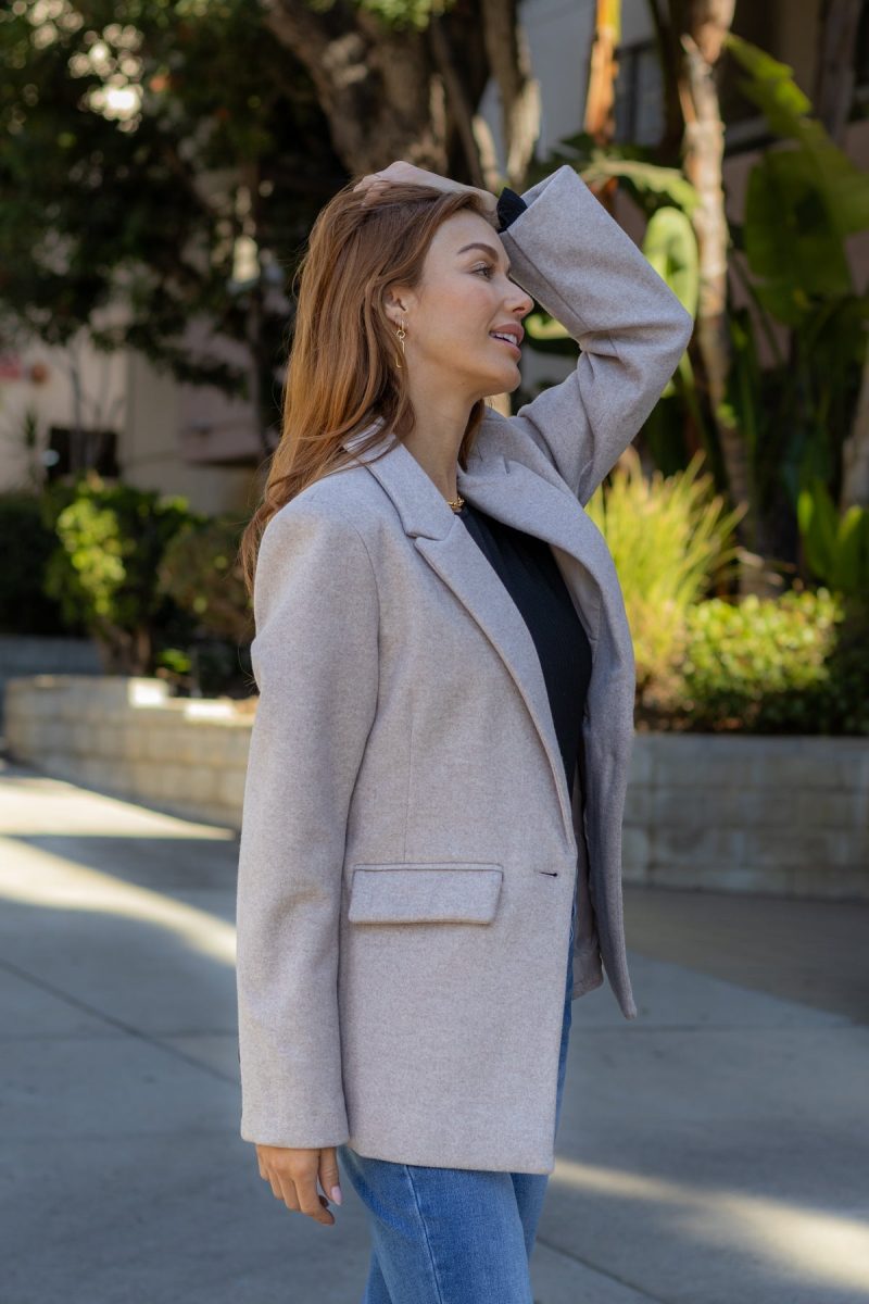 make an impression blazer coat oatmeal 374927