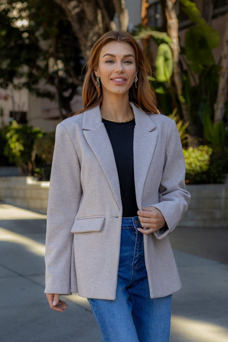 make an impression blazer coat oatmeal 824486