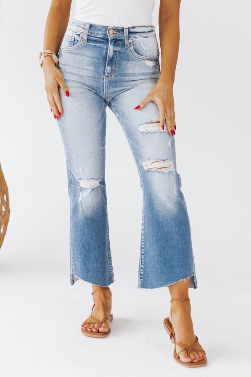 medium light high rise kick flare jeans final sale 660782