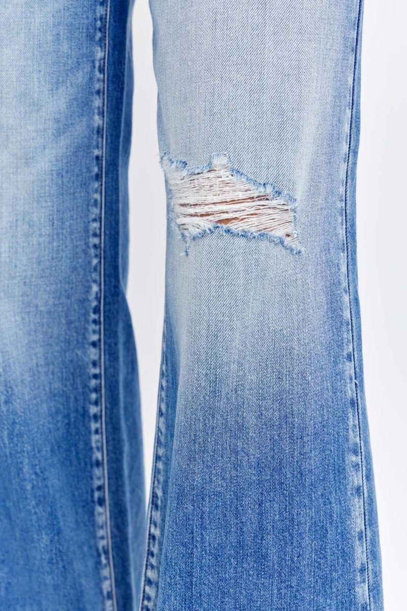 medium light wash destroyed wide leg jeans 427364