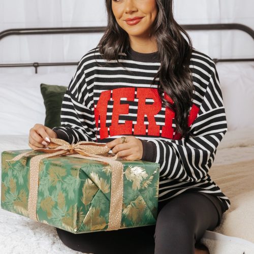 merry black striped graphic sweatshirt 339137