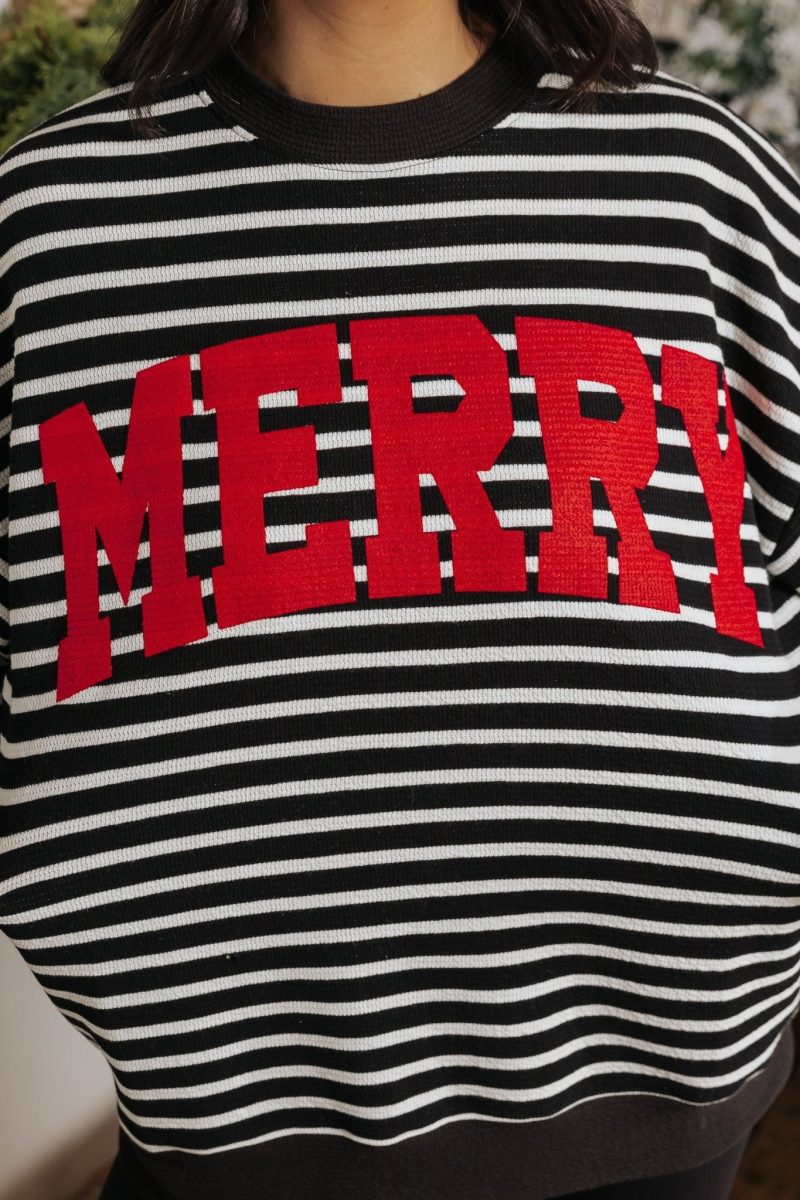 merry black striped graphic sweatshirt 480587