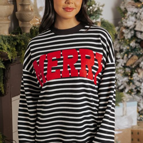 merry black striped graphic sweatshirt 547666