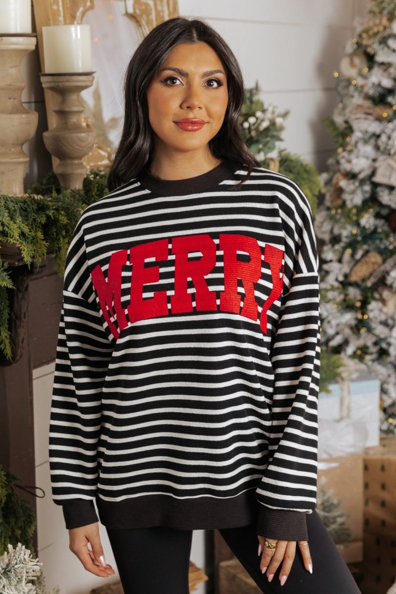 merry black striped graphic sweatshirt 547666