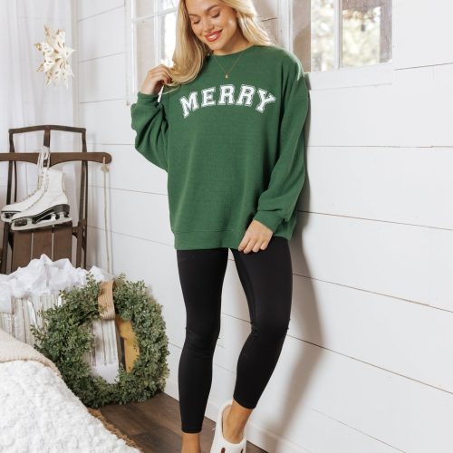 merry green graphic sweatshirt 673942