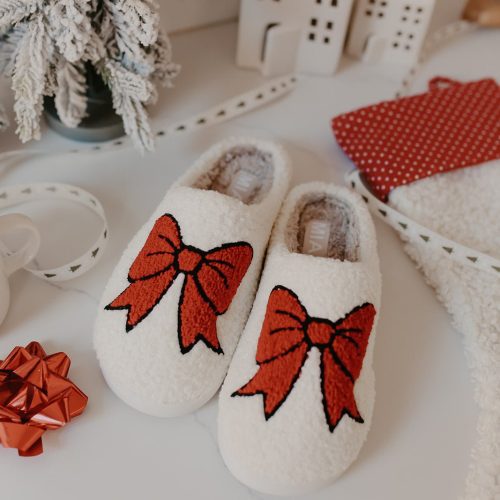 mia cozi red bow slippers 380537