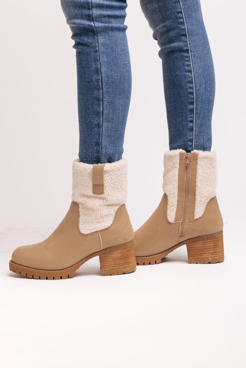 mia jakob sherpa heeled booties 473394