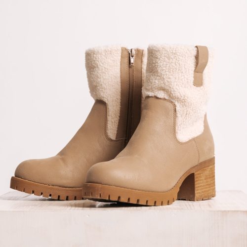 mia jakob sherpa heeled booties 807341