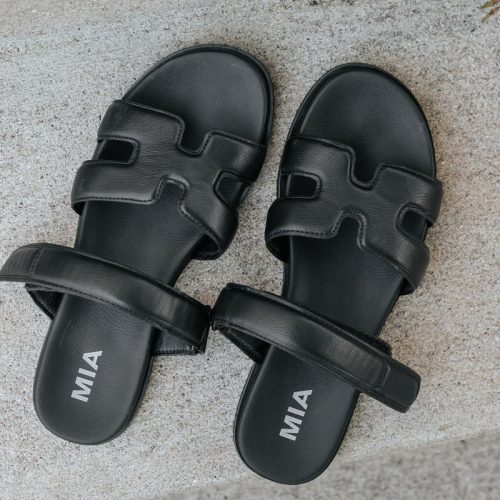 mia venezia black double strap slide sandal 674798