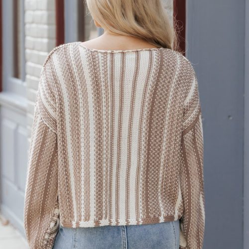 mocha mix striped pullover sweater 669307