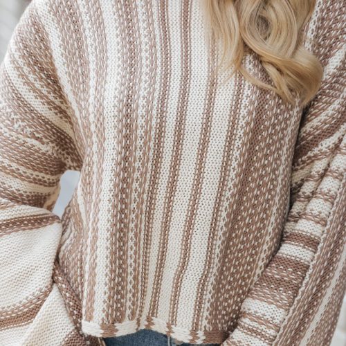 mocha mix striped pullover sweater 833430