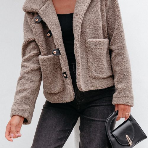 mocha sherpa button up jacket 337300