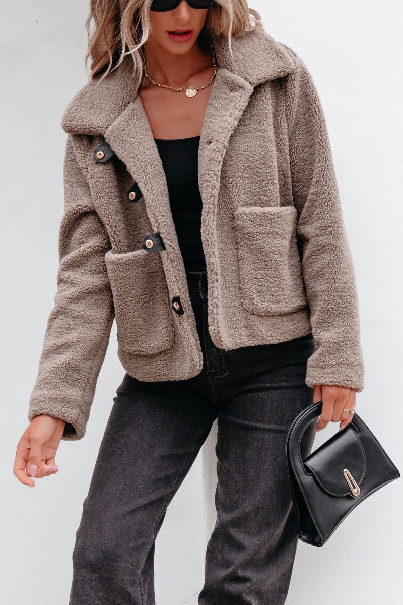 mocha sherpa button up jacket 337300