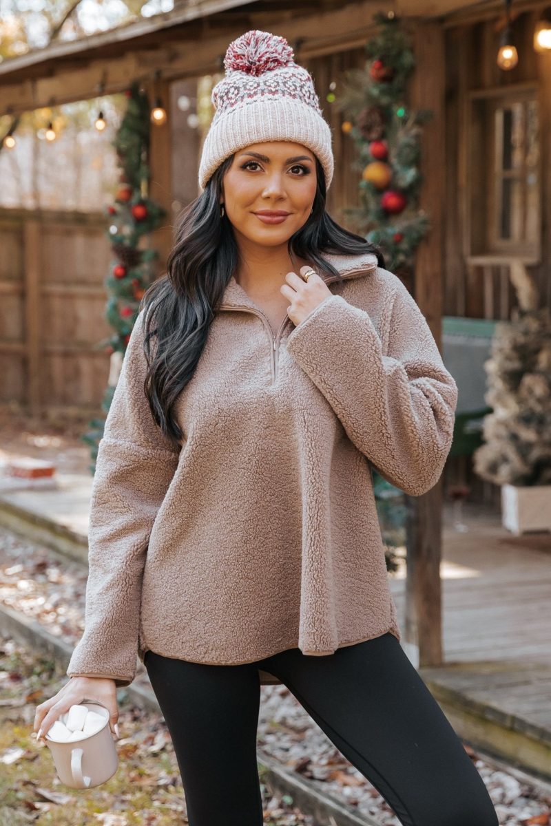 mocha sherpa zip up jacket 229595