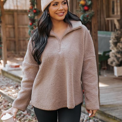 mocha sherpa zip up jacket 509415