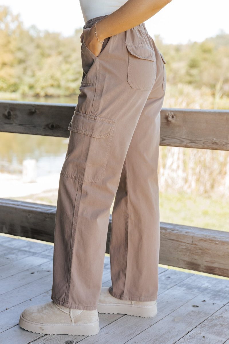 mocha straight leg cargo pants 120097