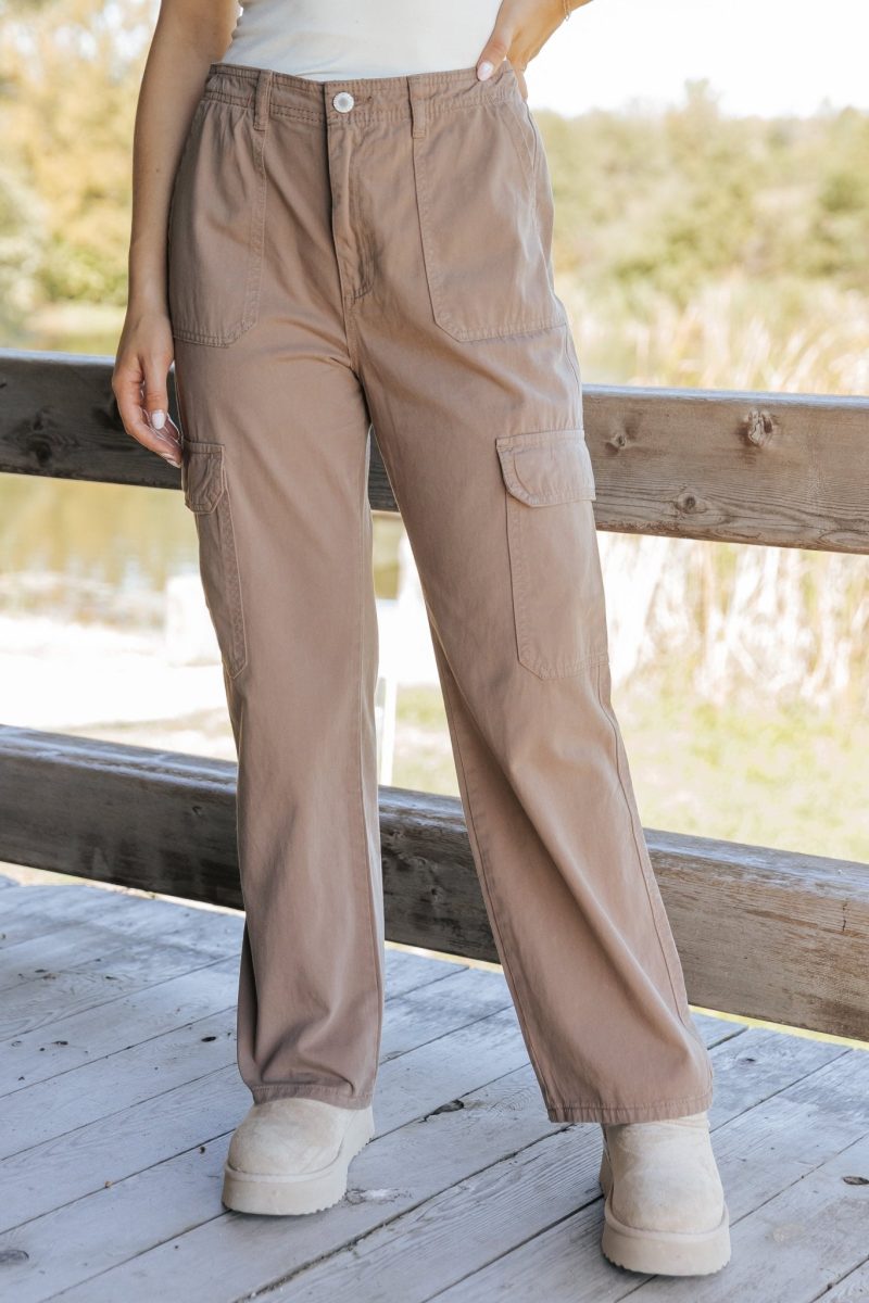 mocha straight leg cargo pants 200707