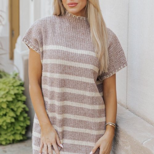 mocha striped sweater dress 182029