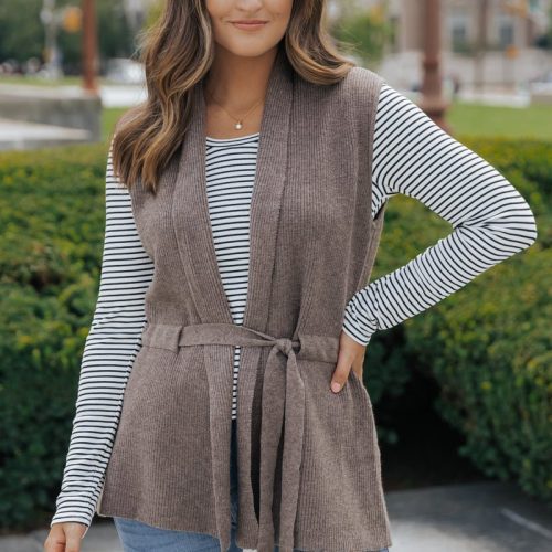 mocha tie front sweater vest 956968