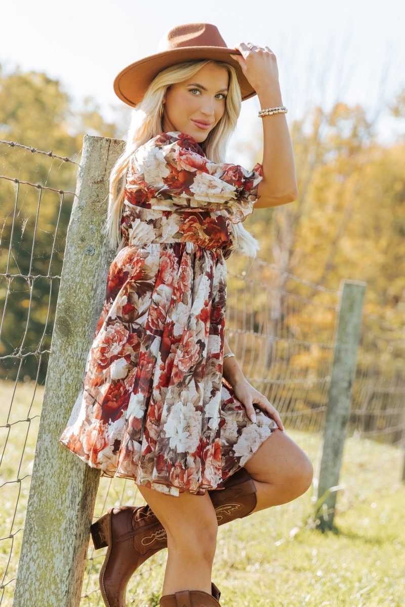 multi floral print sweetheart mini dress 423388