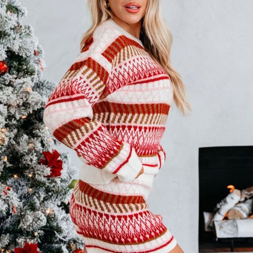 multi red striped sweater and shorts set 603236