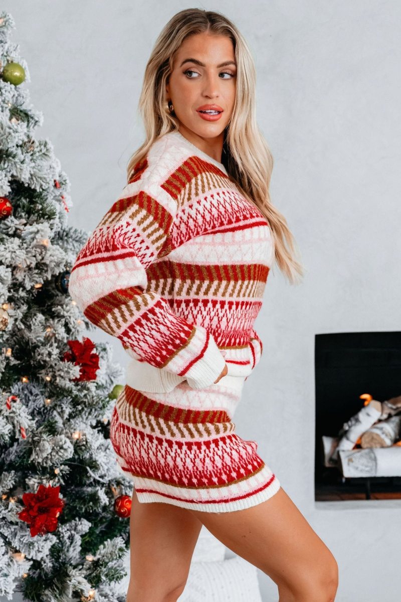 multi red striped sweater and shorts set 603236