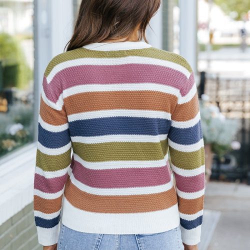 multi striped crewneck sweater 351073