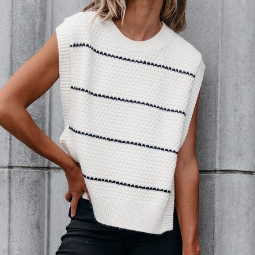 muse by magnolia cream and black striped sweater vest 961101