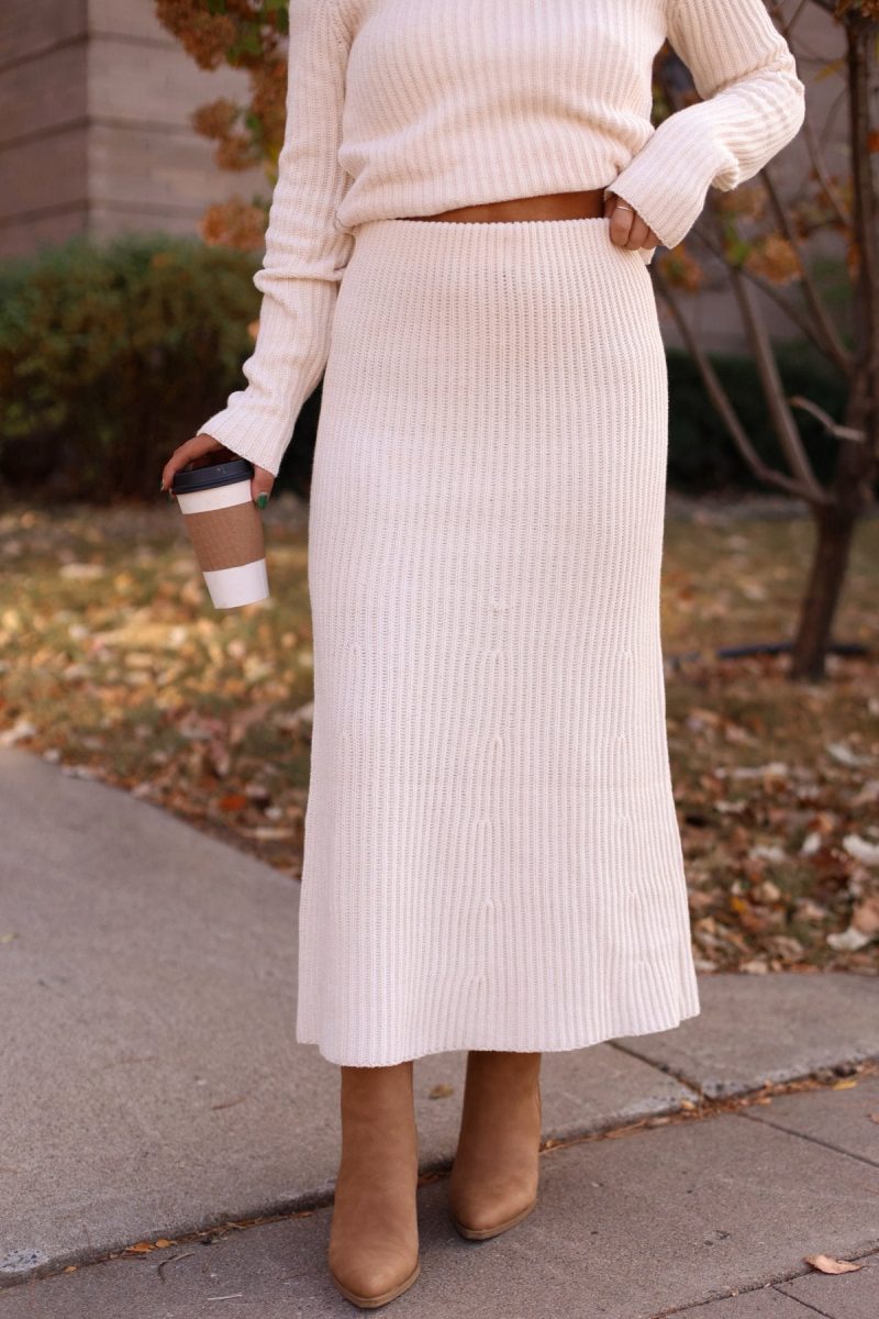 muse by magnolia cream ribbed sweater skirt 965348