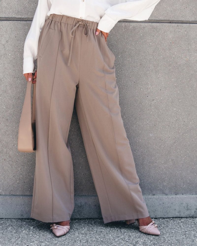 muse by magnolia mocha drawstring wide leg pants 195687