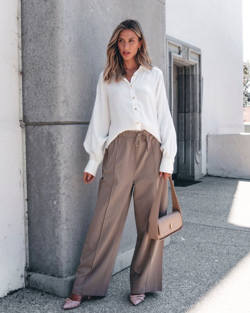 muse by magnolia mocha drawstring wide leg pants 520037