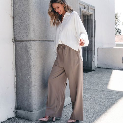 muse by magnolia mocha drawstring wide leg pants 534208