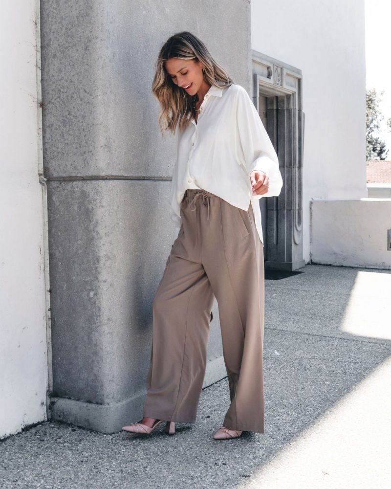 muse by magnolia mocha drawstring wide leg pants 534208